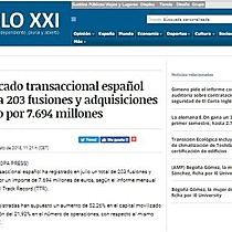 El mercado transaccional espaol registra 203 fusiones y adquisiciones en julio por 7.694 millones